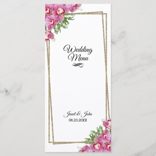Pink Floral Wedding Menu (Voorkant)