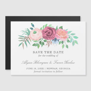Pink Floral Wedding Non Photo Save the Date Magnetische Uitnodiging
