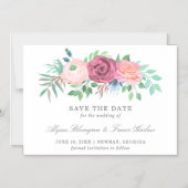 Pink Floral Wedding Non Photo Save the Date Magnetische Uitnodiging (Voorkant)