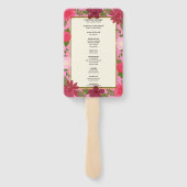 Pink Floral Wedding Programme Handwaaier (Achterkant)