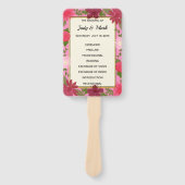 Pink Floral Wedding Programme Handwaaier (Voorkant)