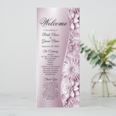 Pink Floral Wedding Programme Programmakaart (Staand voorkant)