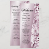 Pink Floral Wedding Programme Programmakaart (Voorkant / Achterkant)