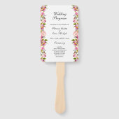 Pink Floral Wedding Programme set of Fans Handwaaier (Voorkant)