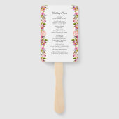 Pink Floral Wedding Programme set of Fans Handwaaier (Achterkant)