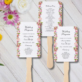 Pink Floral Wedding Programme set of Fans Handwaaier