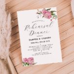 Pink Floral Wedding Rehearsal Dinner Uitnodiging<br><div class="desc">Elegant trouwrepetitief diner met waterverf illustratie van roze pony-bloemen met groen. Ideaal voor je lente- of zomerhuwelijk.</div>