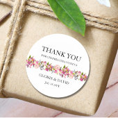 Pink Floral Wedding Ronde Sticker