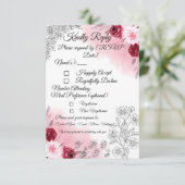 Pink Floral Wedding RSVP Card | Romantic Kaartje (Staand voorkant)