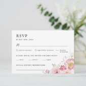 Pink Floral Wedding RSVP Kaartje (Staand voorkant)