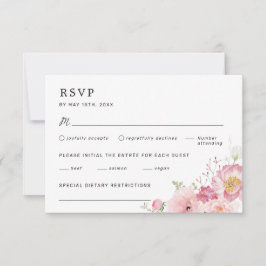 Pink Floral Wedding RSVP Kaartje