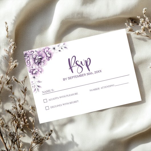 Pink Floral Wedding RSVP Kaartje