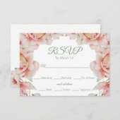 Pink Floral Wedding RSVP Kaartje (Voorkant / Achterkant)