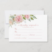 Pink Floral Wedding RSVP Respons Kaart (Voorkant)