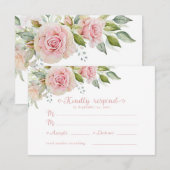 Pink Floral Wedding RSVP Respons Kaart (Voorkant / Achterkant)