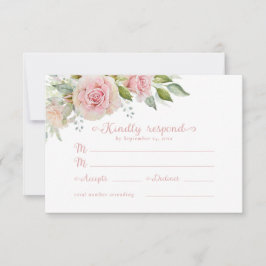 Pink Floral Wedding RSVP Respons Kaart