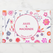 Pink Floral Wedding Sparkling Wijnetiket (Enkel label)