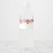 Pink Floral Wedding Waterfles Etiket (Achterkant)