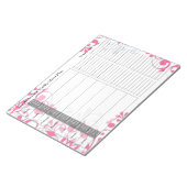 Pink Floral Weekly Personalized Menu Plan Notitieb Notitieblok (Schuin)
