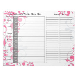 Pink Floral Weekly Personalized Menu Plan Notitieb Notitieblok