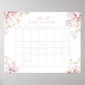 Pink Floral When Will Baby Girl Bloom Callendar Poster (Voorkant)