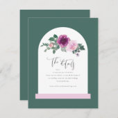 Pink Floral White Arch Leafy Green Informatiekaartje (Voorkant / Achterkant)