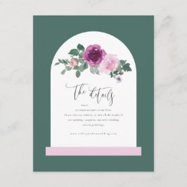 Pink Floral White Arch Leafy Green Informatiekaartje