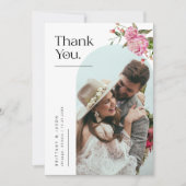 Pink Floral White Arch Wedding Bedankkaart (Voorkant)