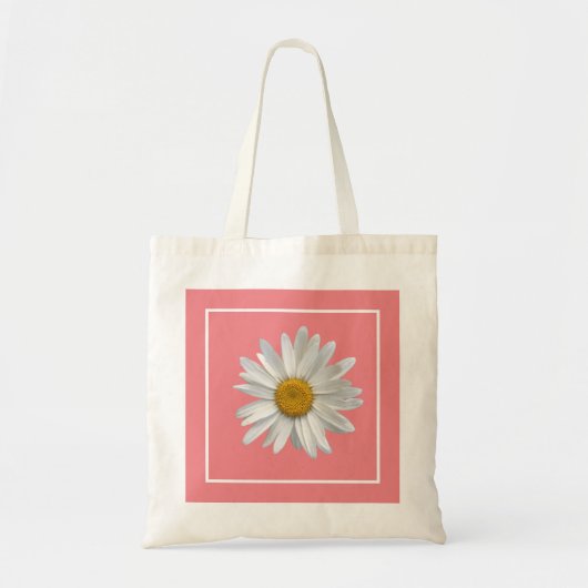 Pink Floral White Daisy Tote Bag (Voorkant)