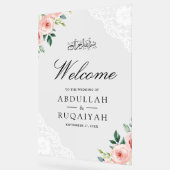 Pink Floral White Lace Muslim Wedding Welcome Acryl Bord (Hoek)