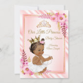 Pink Floral White Princess Baby shower Etnische Kaart (Voorkant)