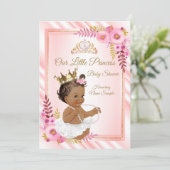 Pink Floral White Princess Baby shower Etnische Kaart (Staand voorkant)