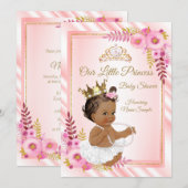 Pink Floral White Princess Baby shower Etnische Kaart (Voorkant / Achterkant)