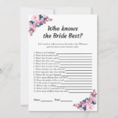 Pink Floral Wie kent de Bruid Beste Spel Kaarten (Voorkant)