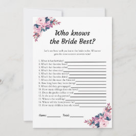 Pink Floral Wie kent de Bruid Beste Spel Kaarten