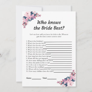 Pink Floral Wie kent de Bruid Beste Spel Kaarten