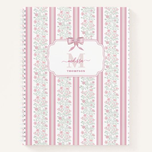 Pink Floral Wildflowers Coquette Bow Notitieboek (Voorkant)