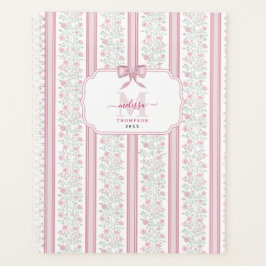 Pink Floral Wildflowers Coquette Bow Planner