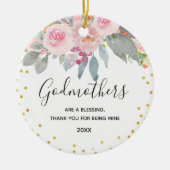 Pink Floral Winter Godmothers Gold Keramisch Ornament (Voorkant)