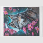 Pink Floral Wolf Moon Tissuepapier (Voorkant)