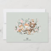 Pink Floral Woodland Animals 1st Birthday Girl Kaart (Achterkant)