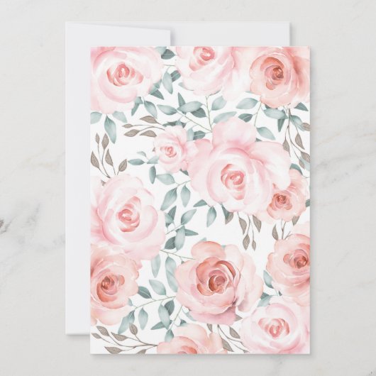 Pink Floral Woodland Animals Baby shower Birthday Bedankkaart (Achterkant)