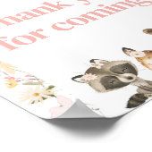 Pink Floral Woodland Animals Bedankt voor je komst Poster (Hoek)