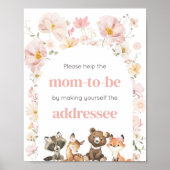 Pink Floral Woodland Animals Envelope Station Poster (Voorkant)