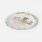 Pink Floral Woodland First Birthday Paper Bord (Gekanteld)