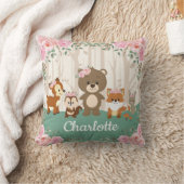 Pink Floral Woodland Forest Animals Nursery Kussen (Deken)