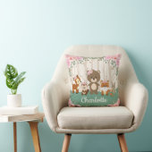 Pink Floral Woodland Forest Animals Nursery Kussen (Stoel)