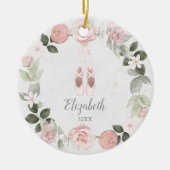 Pink Floral Wreath Ballet Slippers, speciaal geper Keramisch Ornament (Voorkant)