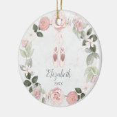 Pink Floral Wreath Ballet Slippers, speciaal geper Keramisch Ornament (Links)
