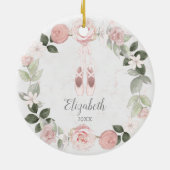 Pink Floral Wreath Ballet Slippers, speciaal geper Keramisch Ornament (Achterkant)